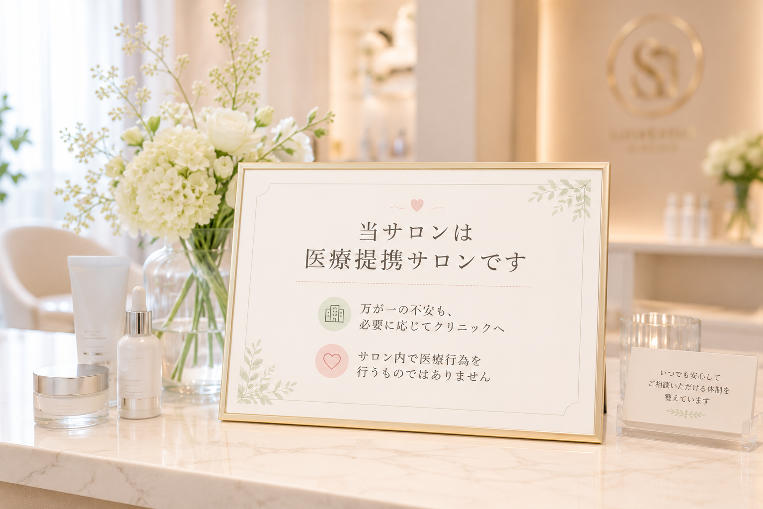 医療提携サロンであることをお客様に伝える店頭掲示イメージ